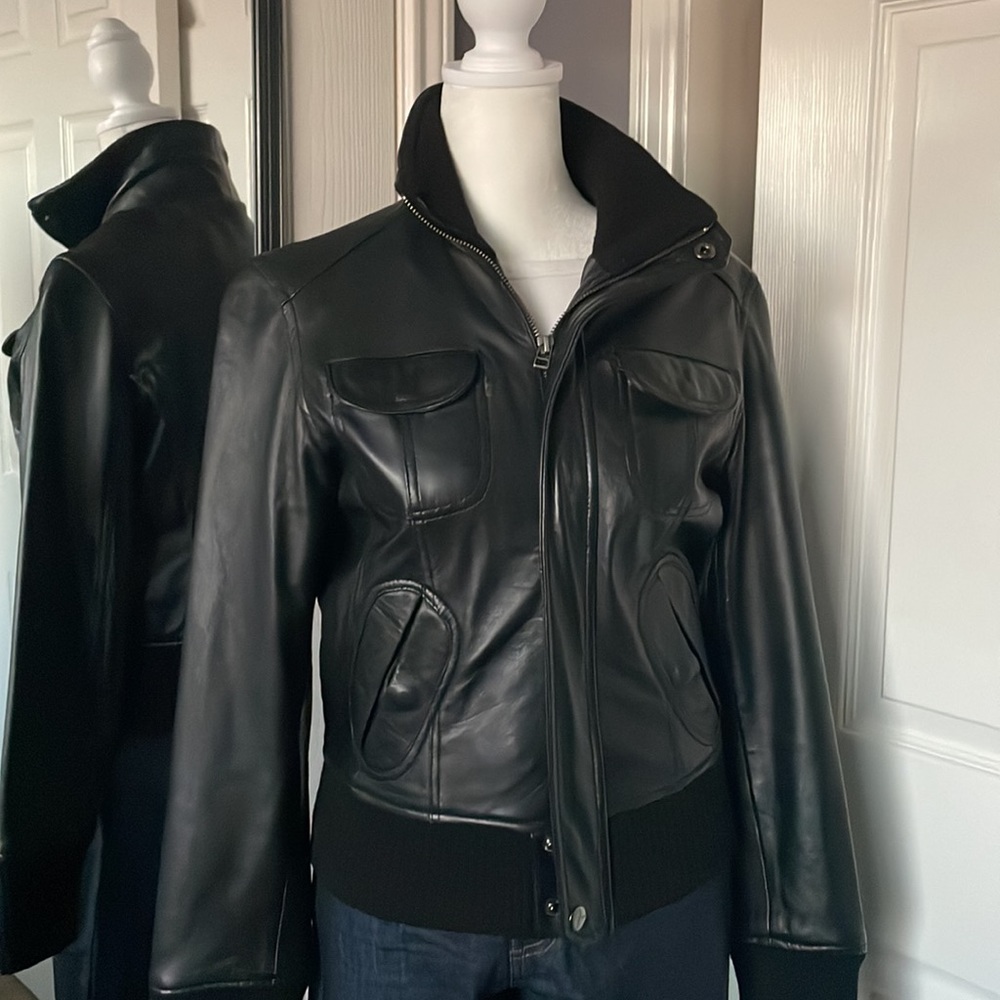 Mango Leather Bomber Jacket - image 4